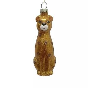 St. Nicholas Square Glass Cheetah Christmas Ornament  NWT